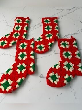 Vintage crochet Christmas stockings